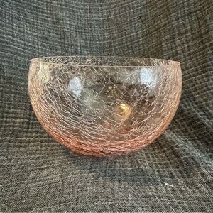 Vintage Pink Crackle Glass Bowl